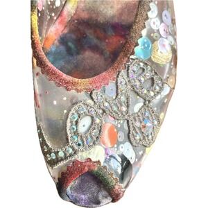 Fernando Pensato‎ Italy Artistic Embellished LOVE Slingback Lucite Heel 38, US 8